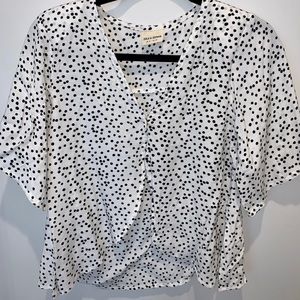 White and Black Polkadot Top